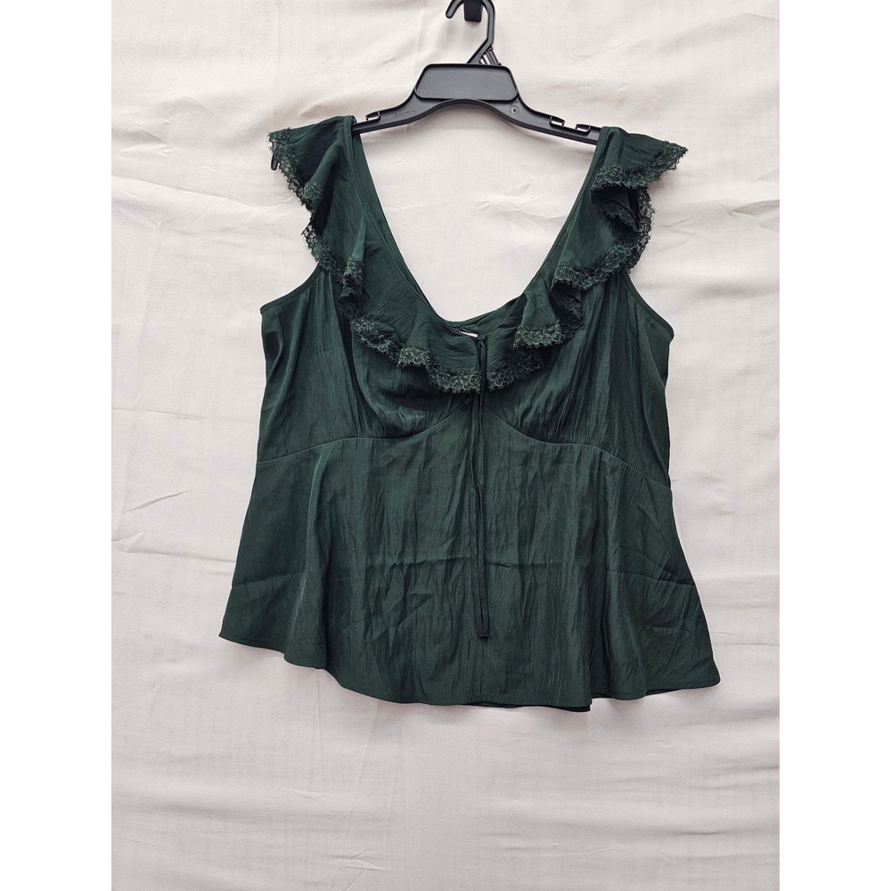 Universal Thread Womens Ruffle Peplum Top Green Polyester Relaxed Size XL